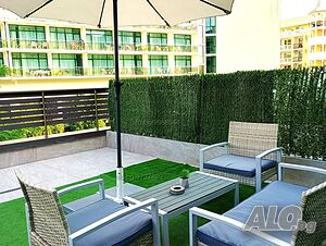 нощувки 🔖ТОП ЦЕНА | Апартамент със собствена веранда на 100 метра от плажа с басейн, Плаза