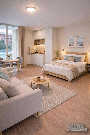 нощувки Партерно луксозно студио с директен изглед към плажа, комплекс ”Оазис” Равда